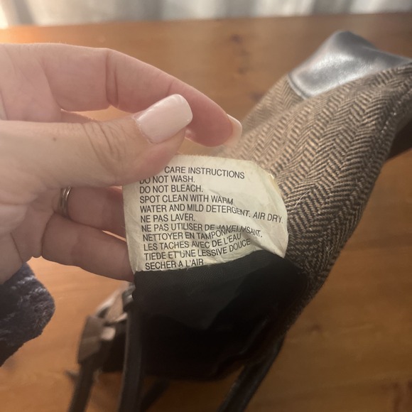 Eddie Bauer Wool Blend Leather Trim Brown/Black Chevron Purse - Picture 10 of 10